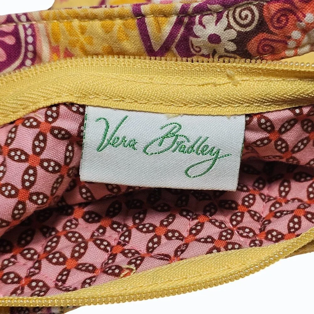 Vera Bradley Olivia Bali Gold 2009 Purse Floral Yellow Pink Retired - Picture 8 of 13
